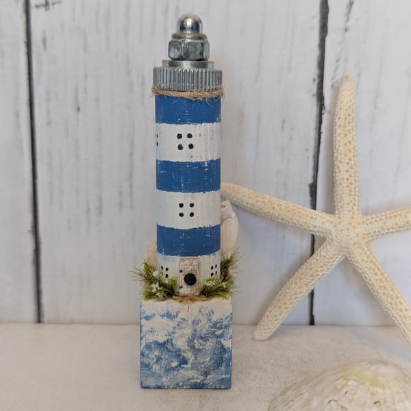 Perfectly Imperfect Lighthouse - Handmade Wooden Decoration 