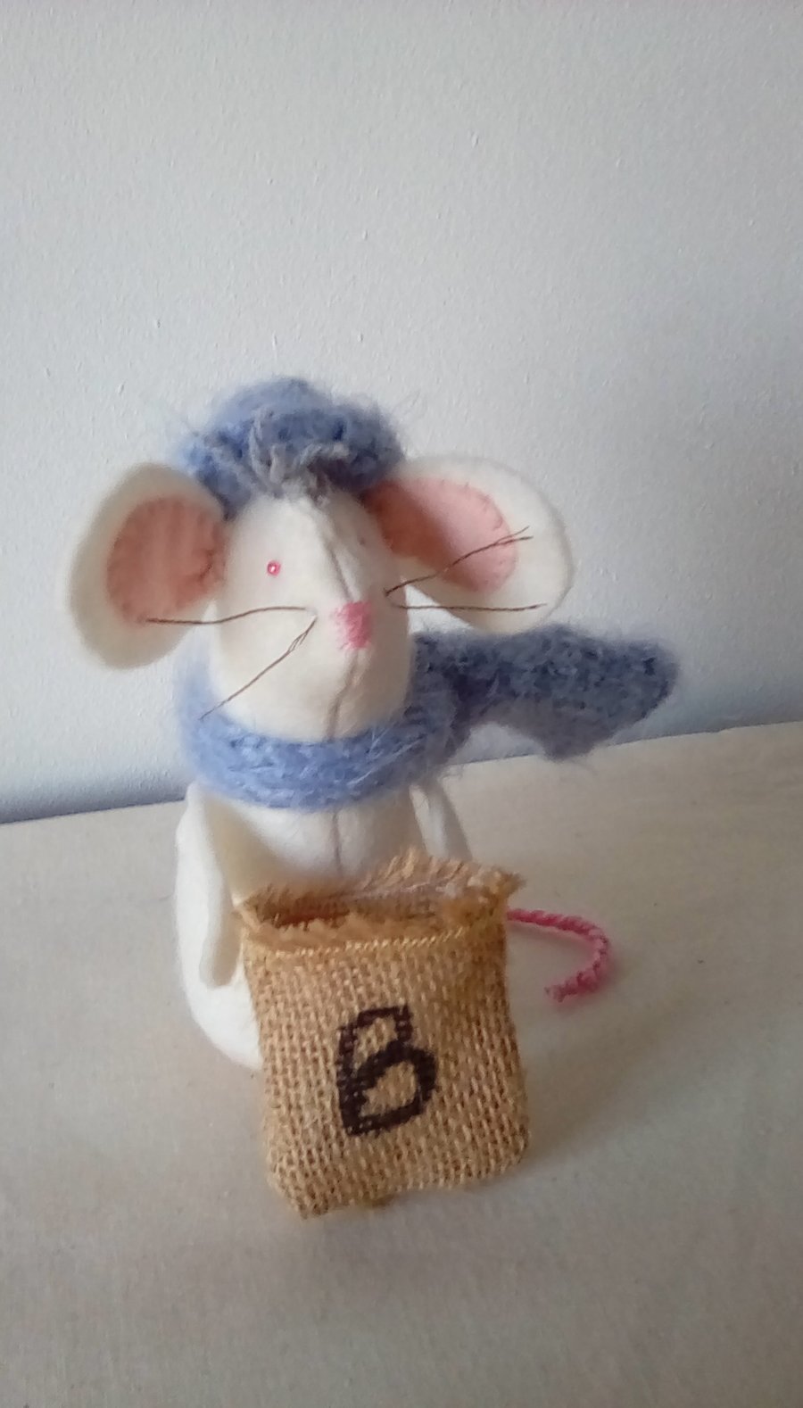 Christmas Mouse, white mouse, mouse doll, mouse decor, Xmas decor.