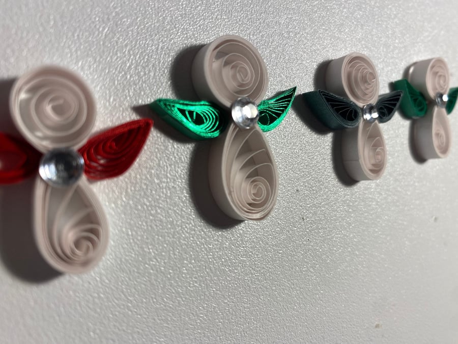 Set of 4 mini Quilled Quilling Angels Christmas Tree Decoration Ornaments