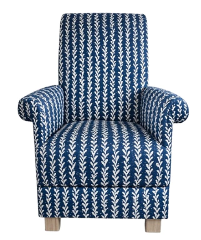 Fryetts Coastal Tide Fabric Adult Chair Armchair Indigo Blue Armchair Fireside 