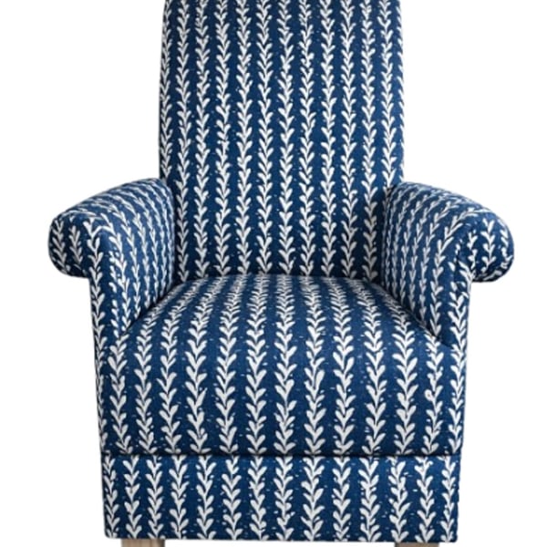 Fryetts Coastal Tide Fabric Adult Chair Armchair Indigo Blue Armchair Fireside 