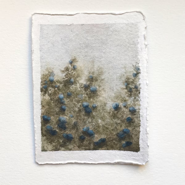 Blue Hydrangea Small Watercolour Painting 