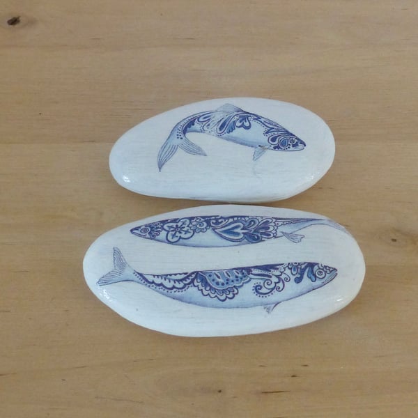 Decoupaged 'Fish' Pebbles