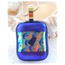 Indigo Patchwork Dichroic Glass Pendant 205 gold plated chain