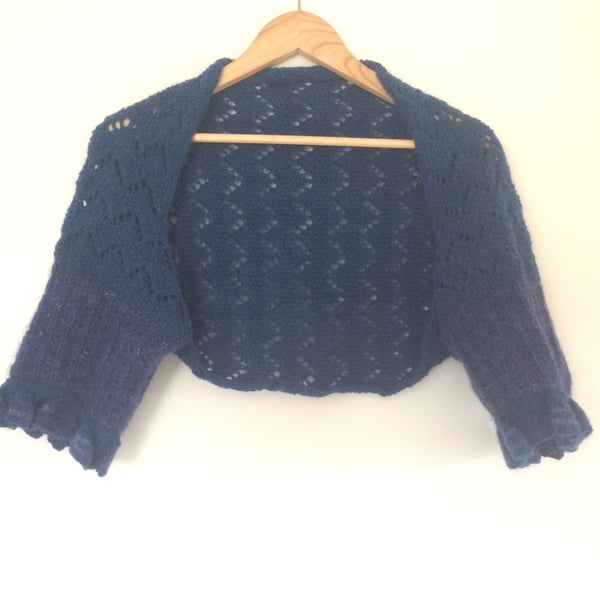 SECONDS SUNDAY Teal Blue knitted Bolero 