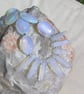 SALE - Crystal Gemstone Beaded Statement Fan Necklace, Opalite & White Sea Glass - Image 2
