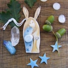 Unique Ceramic Hare Girl Folklore Figure