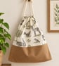 Drawstring lined bag, lined drawstring bag, student gift, woodland scene - Image 1