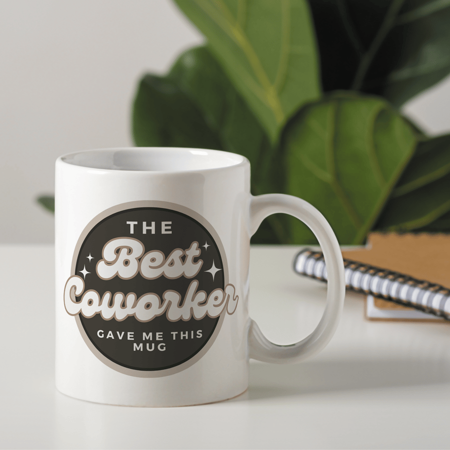 Best Coworker - Retro Circle: Funny Work Mug, Office Humour Mug For Colleague