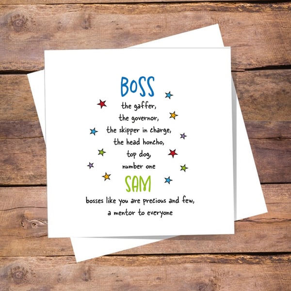 Boss Personalised Card, Work Colleague- Free shipping