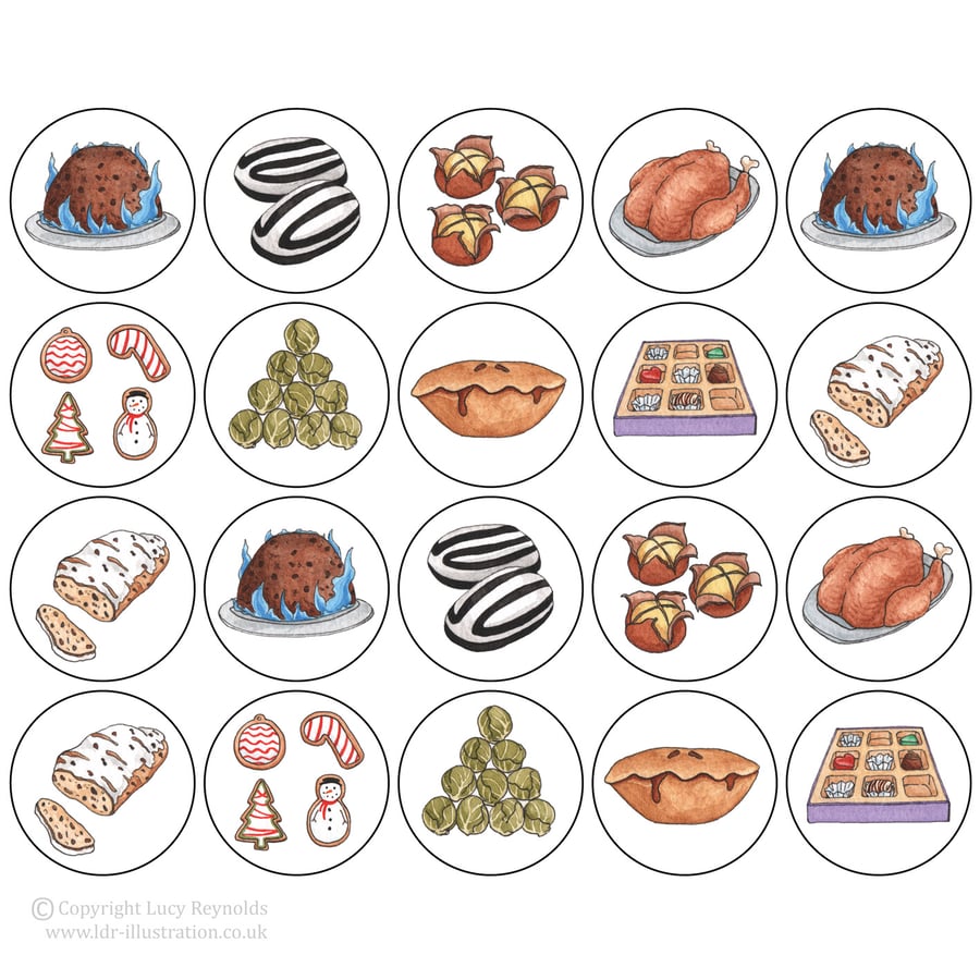 Christmas Food Stickers - Pack of 20