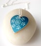 Christmas snowflake heart pendant in teal blue  - Image 3