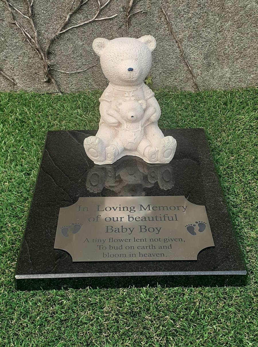 Personalised Baby Granite Memorial Stone Teddy Bear Grave Marker Baby Headstone