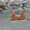 Teeny tiny copper heart stud earrings