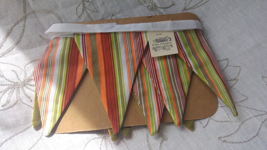 Orange Khaki and Deep Red Striped Heavy Cotton Bunting