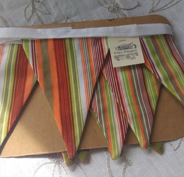 Orange Khaki and Deep Red Striped Heavy Cotton Bunting