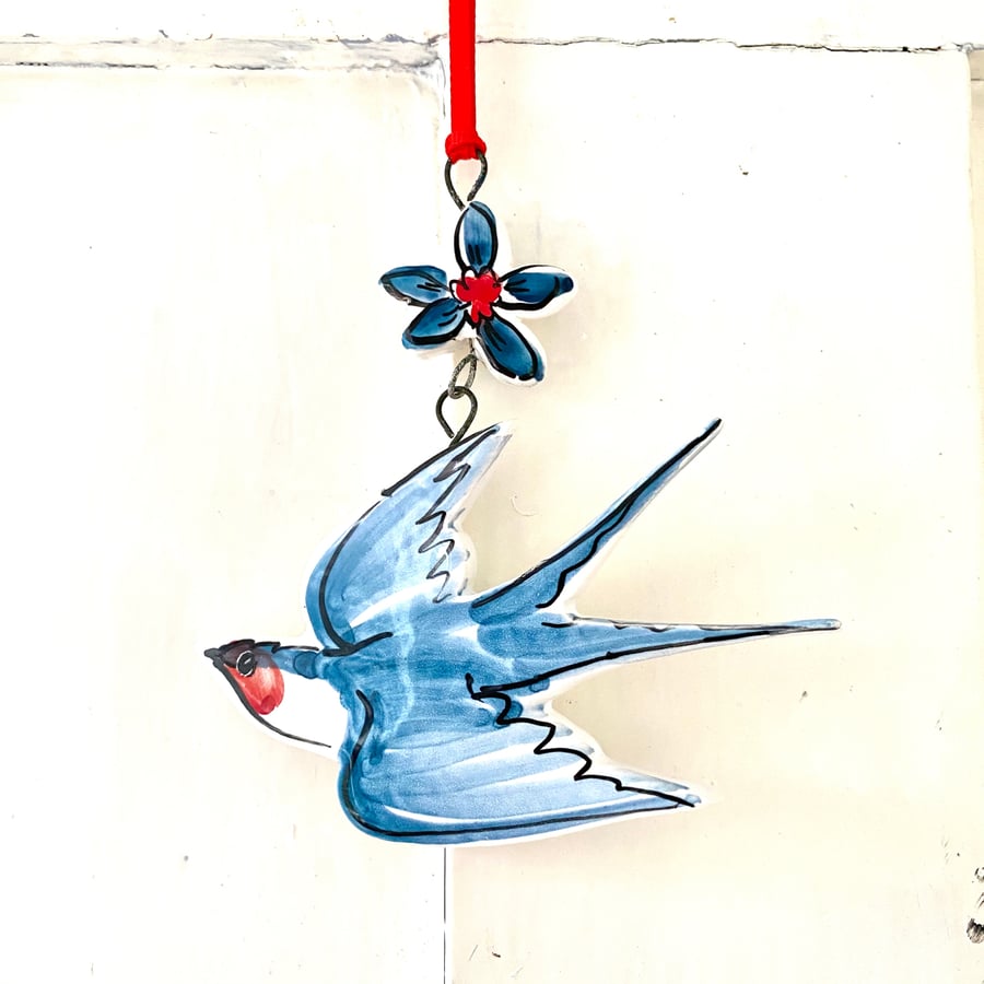 Swallow Ceramic hanging ornament 