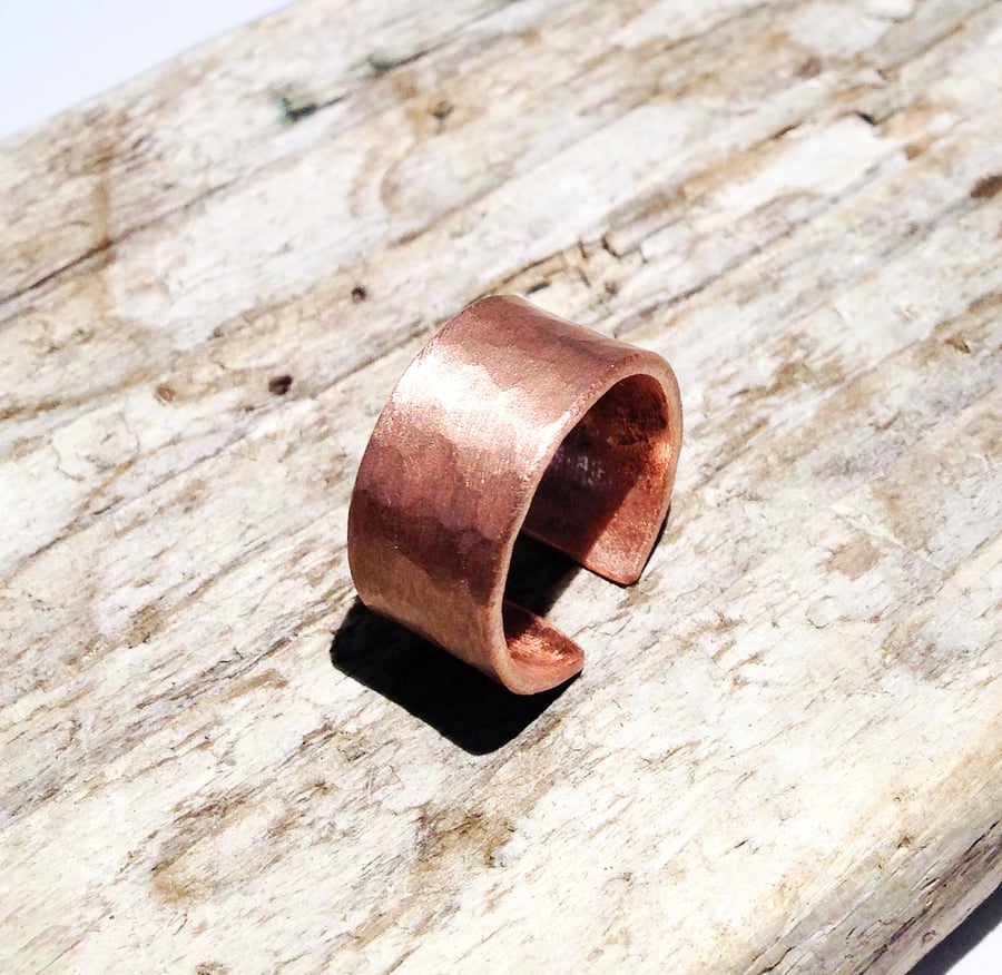 Textured Copper Open Ring UK Size H - I (RGCUOPHI1) - UK Free Post