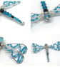 Silver Dragonfly Brooch, With Blue Crystals - Image 3