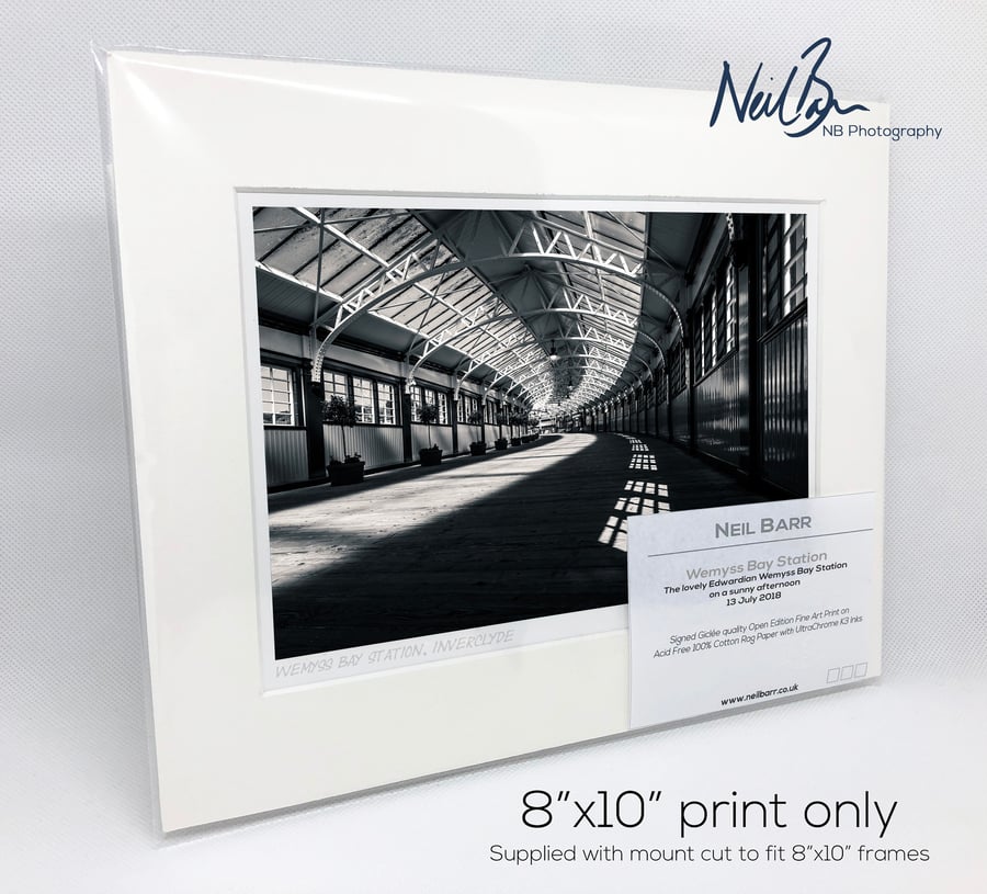 Wemyss Bay Station Scotland Black & White - A5 (10" x 8") Unframed Print