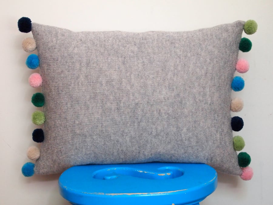 Pom Pom Cushion Cover Made With British Lambswool