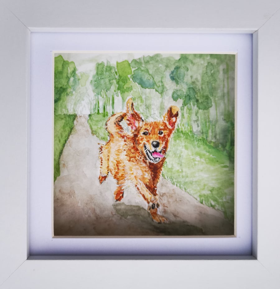 Joyful dog - original painting for sale