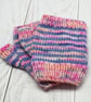 Hand Knitted Fingerless mittens - Pink and Purple - Extra Small