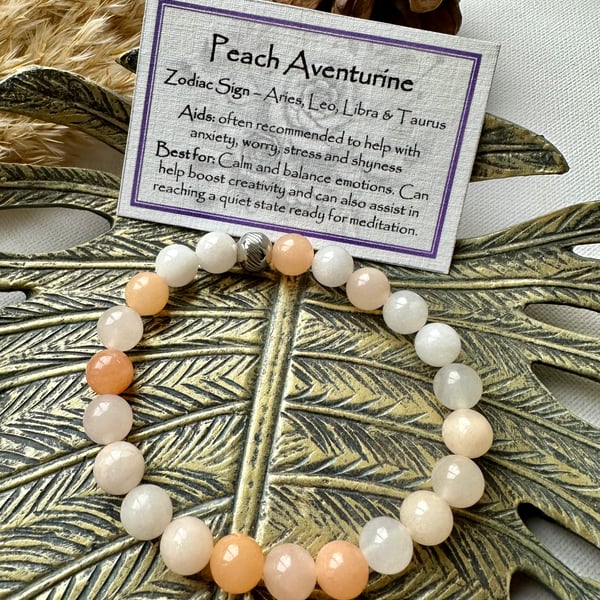 Peach Aventurine - Elasticated Bracelet 