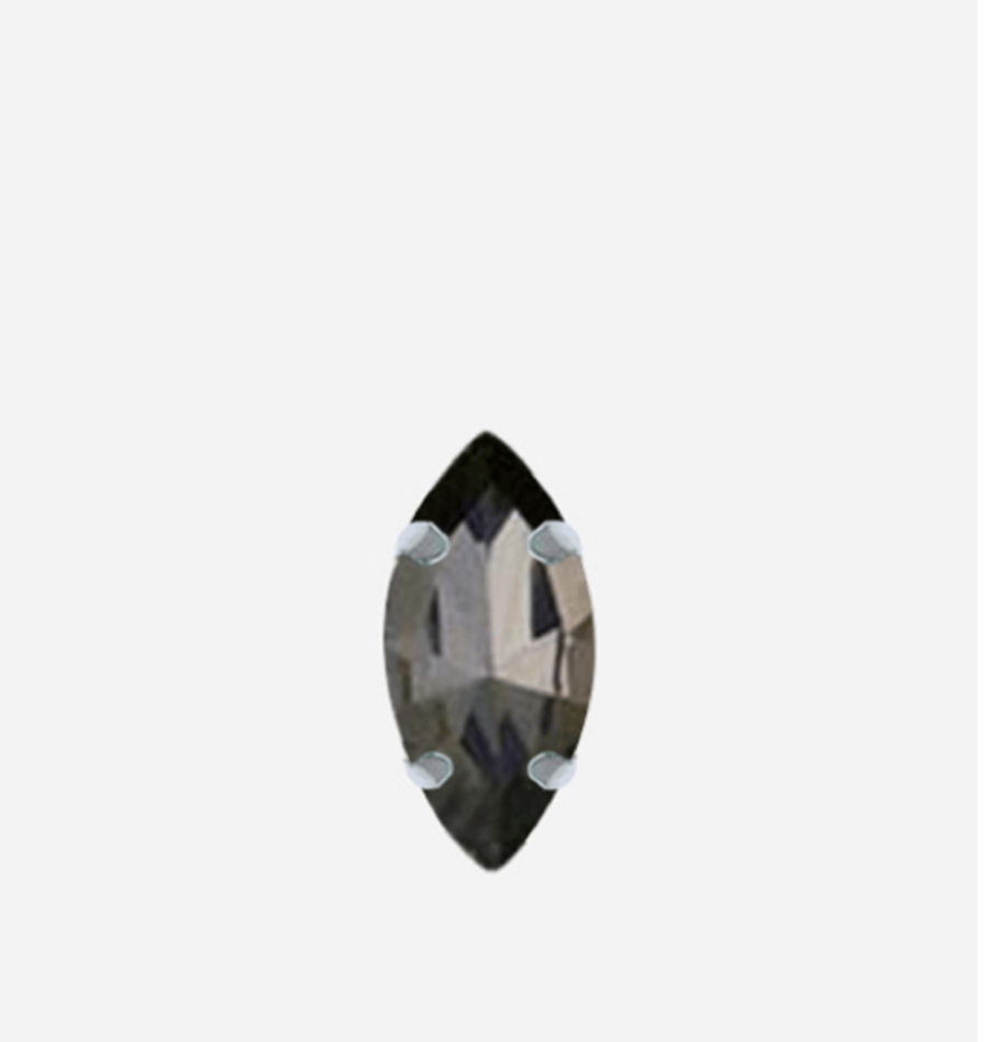 (S18S grey) 50 Pcs, 7 x 15mm Sew On Crystal Horse Eye Beads, Glass Leaf 