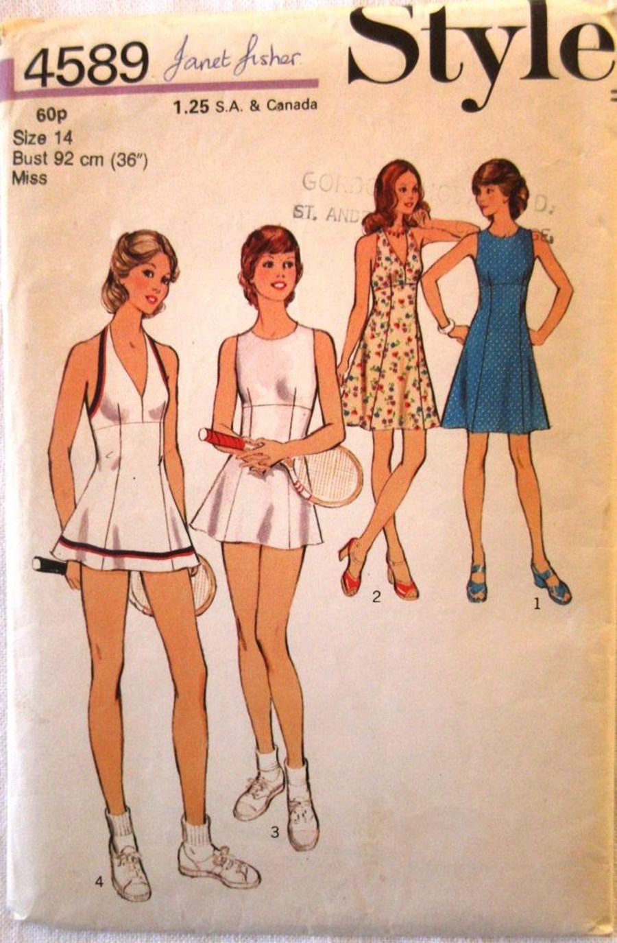 A vintage sewing pattern for a misses' dress or tennis dress and panties 