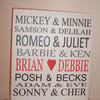Shabby chic personalised names picture plaque-couples
