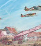 Nostalgic Spitfire Aviation Art Card- Vintage Harvest Scene- 7x5 Blank Inside - Image 5