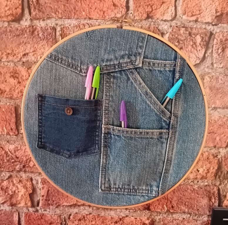 Handmade Denim Pocket Wall Hanging - Large