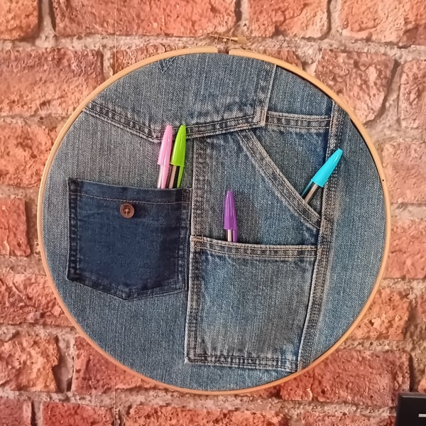 Handmade Denim Pocket Wall Hanging - Large