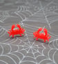 Resin Crab Stud Earrings, Glitter Sparkle Finish - Image 3
