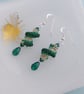 Emerald Green and Silver Spiral Beaded Drop Earrings - Image 5