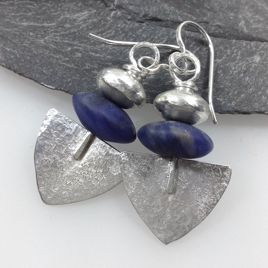 Sterling silver and sodalite Shovel earrings