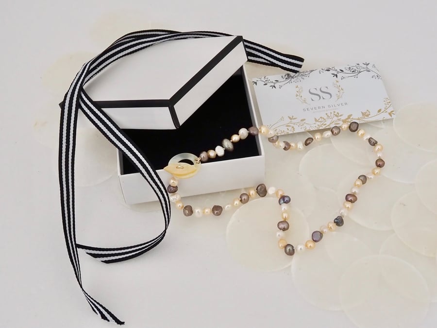 Freshwater  Pearl hand knotted necklace - June Birthday