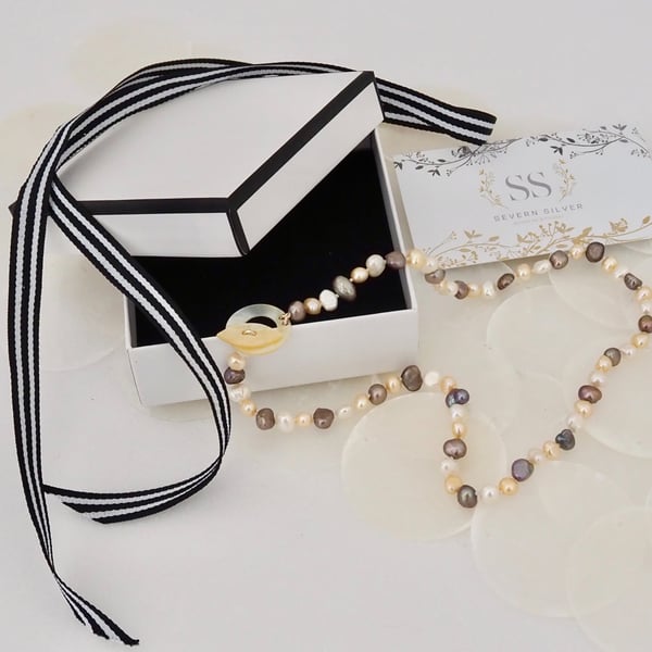 Freshwater  Pearl hand knotted necklace - June Birthday
