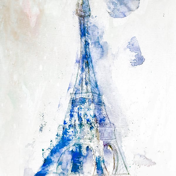 The Eiffel Tower Paris 5 x 7inch Giclee print shipped in a 7 x 9inch mount