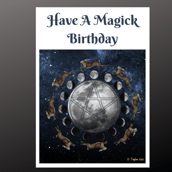 Have A Magick Birthday Card Witch Flying Personalised Seeded Wiccan Pagan