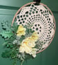 Hand-Crocheted Lace Wreath – 30cm Cream Doily with Summer Yellow Florals - Image 2