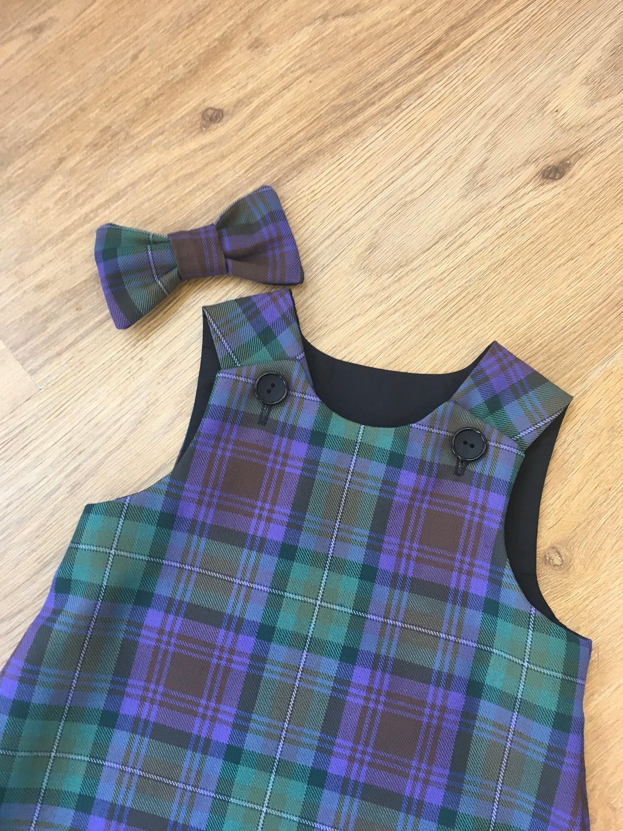 Isle of Skye Tartan Pinafore Dress and Hair Bow