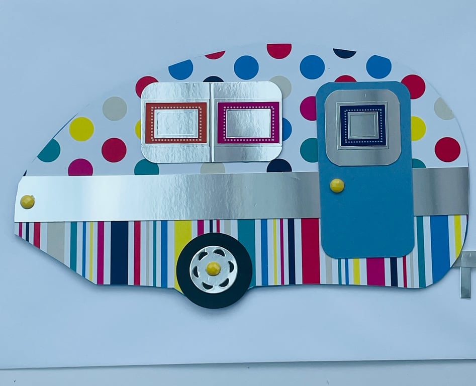 Groovy and psychedelic caravan greetings card