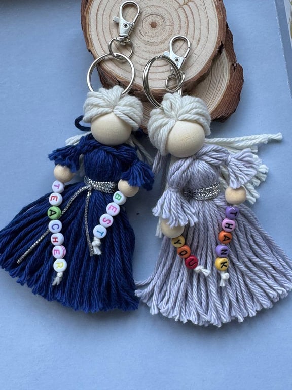 Angel Bag Charm - Guardian Angel Keychain - Personalised Teacher Gift UK