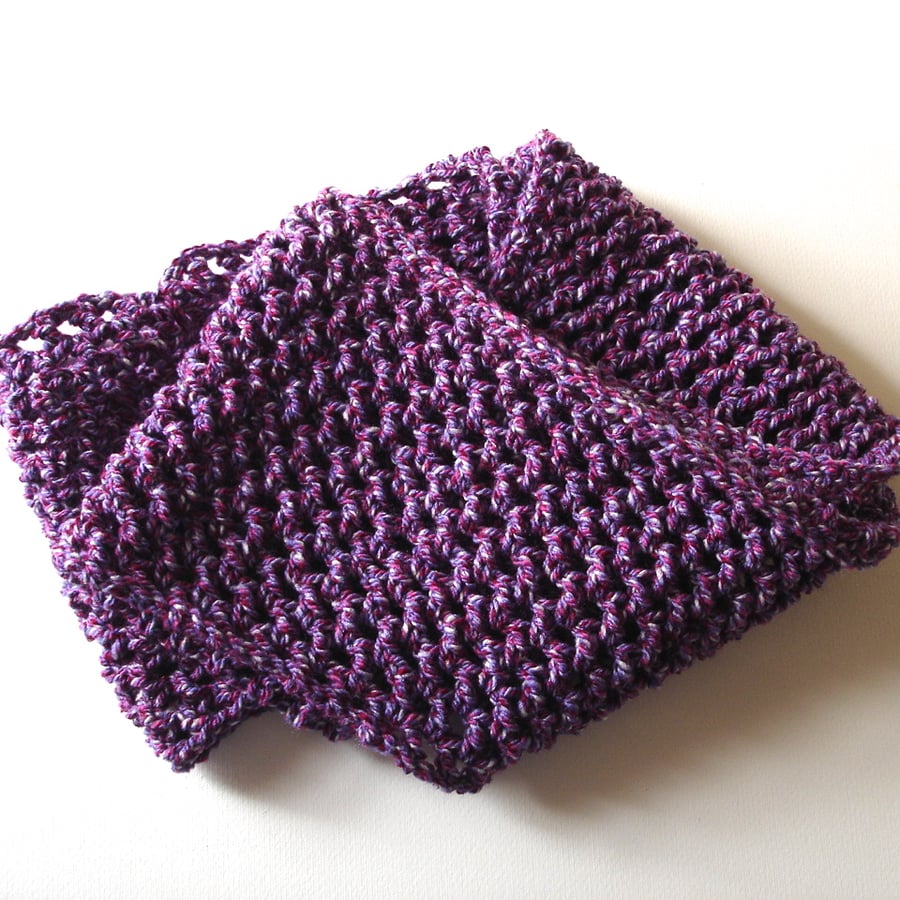 Purple Chunky Crochet Cowl Type Scarf