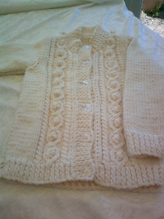 20 inch Round Neck Aran Childs Aran Cardigan