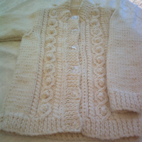 20 inch Round Neck Aran Childs Aran Cardigan