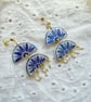 MAYA - Blue and White Rice Pearl Statement Earrings