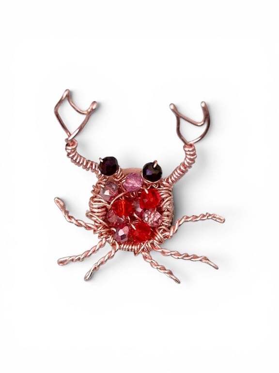 Crystals Crab Brooch  -  Rose Gold Plated, Gift